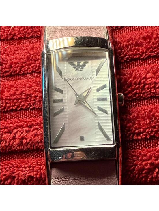 Emporio Armani Silver Case Watch with Pink Strap